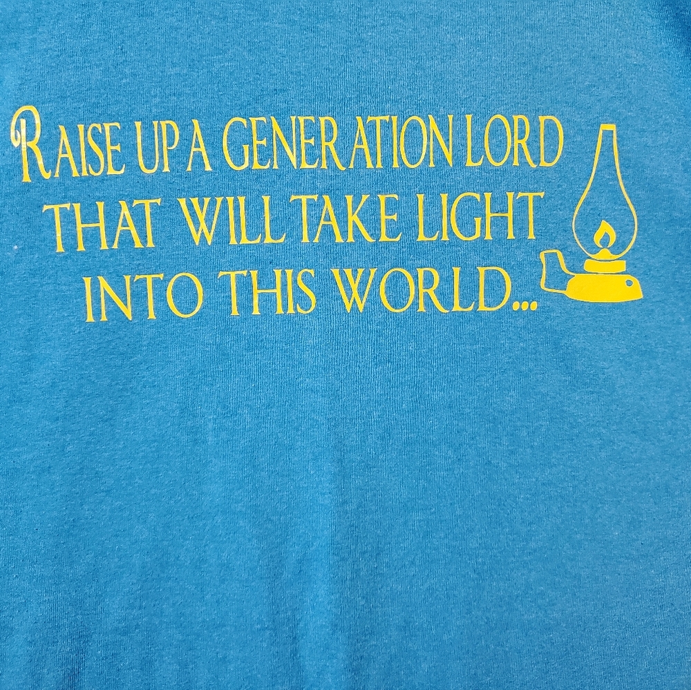 Port and Co Aqua Short Sleeved T-shirt w/ Wonderful Messages on Front & Back 3X